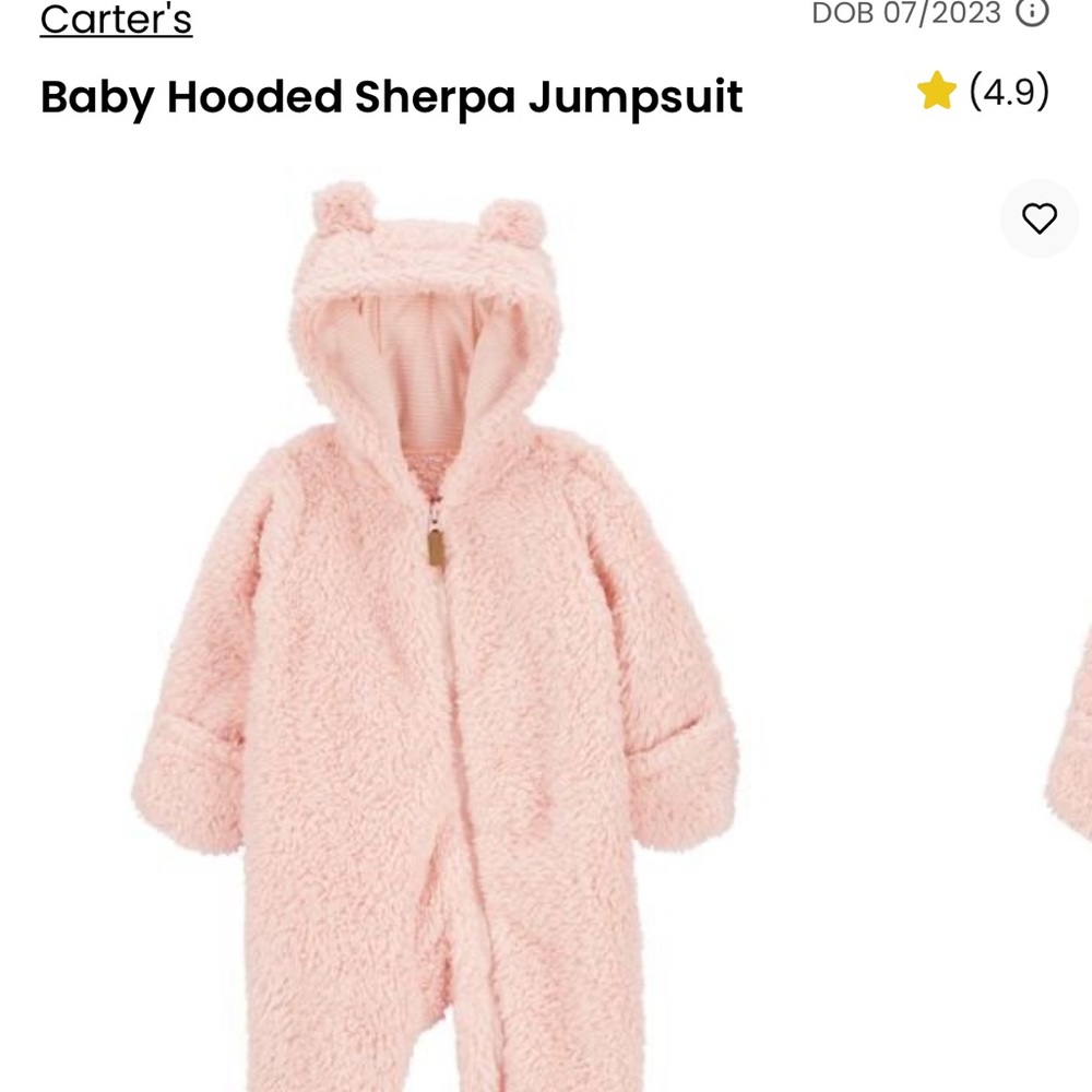 Carter's Soft Pink Sherpa Jumpsuit